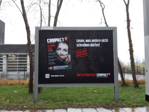 COMPACT-Großplakate hängen jetzt überall im Bundesgebiet. Hier in Dresden. 